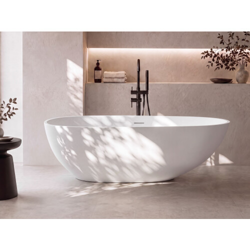 Beliani Freestanding Bathtub TURIA 1700 x 800 mm Solid Surface White 1