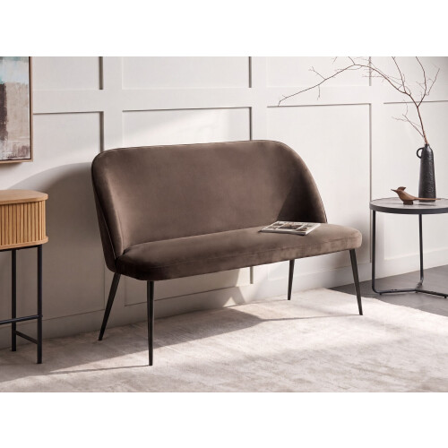 Beliani Dining Bench 2 Seater OSBY Velvet Dark Brown 1