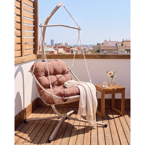 Beliani Hanging Chair with Stand ALGHERO Metal Brown 1