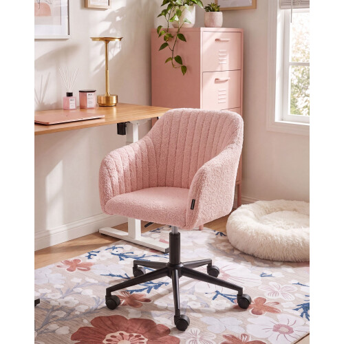Beliani Desk Chair VENICE Boucle Pastel Pink 1
