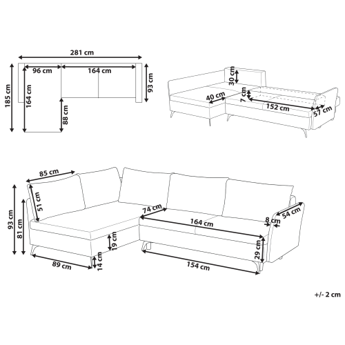Beliani Corner Sofa Bed 3 Seater KOGE with Storage Fabric Brown Right Hand 2