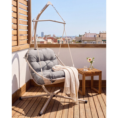 Beliani Hanging Chair with Stand ALGHERO Metal Grey 1