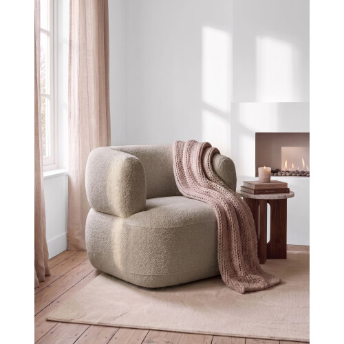 Beliani Armchair LOHJA Chenille Taupe 1