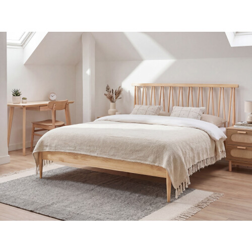 Beliani Bed Pine Wood URDOS 160 x 200 cm (EU King) Light Brown 1