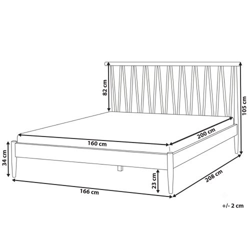Beliani Bed Pine Wood URDOS 160 x 200 cm (EU King) Light Brown 2