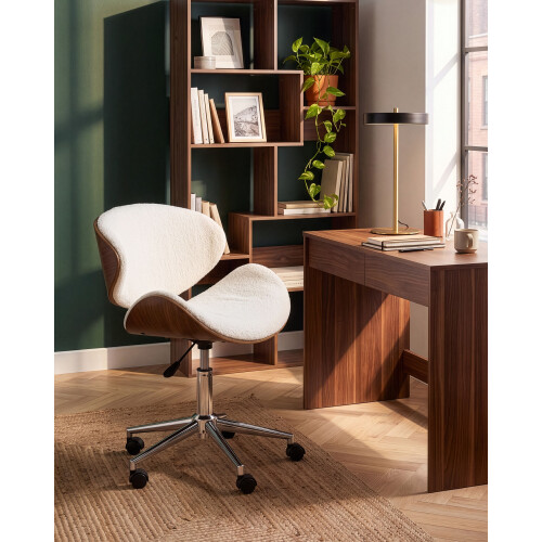 Beliani Desk Chair ROTTERDAM Boucle White 1