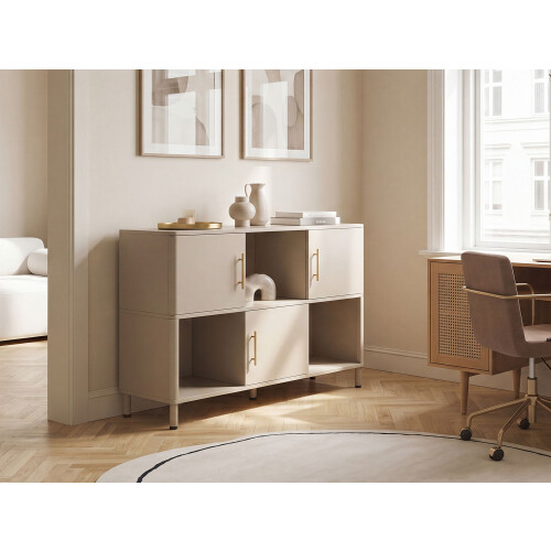 Beliani 3 Door Sideboard OMBURA Metal Beige 1