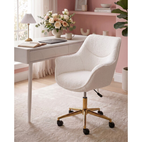 Beliani Desk Chair ARDELLE Boucle White 1