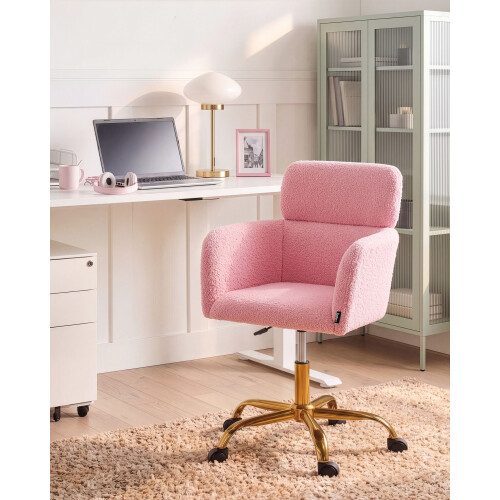 Beliani Desk Chair ALENA Boucle Pink 1