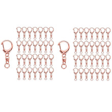 100 Pcs Rose Gold Keychain, Spring Snap Key Ring with Chain and Jump Rings, DIY Key Chain Parts for Hanging Buckle