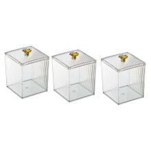 QTip Holder Dispenser for Cotton , Cotton Swab, Cotton Round Pads, Clear Box Set with Lid for Canister Storage
