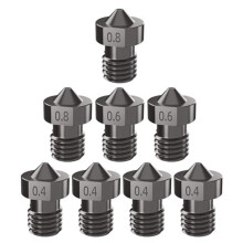 8-Delige Gehard Stalen V6-Spuitmondset, 3D-Printer V6 Hotend-Extruderspuitmonden 0,4 mm 0,6 mm 0,8 mm voor I3 Mega