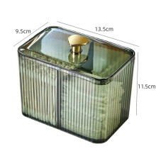 Cotton Swabs Dispenser 3 Grids Cotton Swabs Holder with Clear Lid Cosmetic Simple Type Cotton Pad Holder Storage Box,A