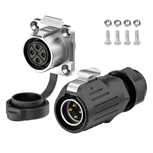 Industrial Waterproof Connector IP68 Quick Plugging Circular Connector Anti-Interference Shell Connector (4 Pin)