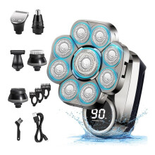 Kopfrasierer, 9D Elektrorasierer IP67 Wasserdichter Herren-Rotationskopf-Bartrasierer mit LED-Anzeige, Elektrorasierer für MäNner