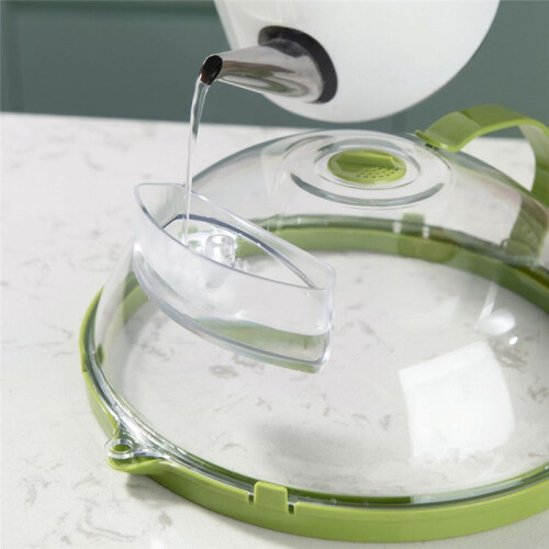 Coperchio per Microonde per Alimenti Coperchio Trasparente Antischizzi per Microonde con Maniglia e Contenitore per L'Acqua Copertura Antispruzzo per 2