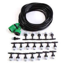 DIY Garden Patio Misting Flow Drip Irrigation Misting Cooling System with Mist Nozzle Sprinkler for Plant Flower