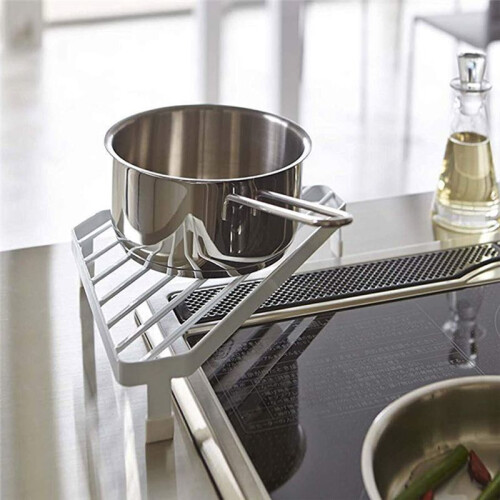 Furnace Angle Frame Wrought Iron Triangular Iron Frame Shelf Pot Rack Anti-Scalding Corner Table Black 1