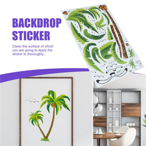 Coconut  Tree Sticker Tropical Beach Wall Decal Living Room Backdrop Sticker 2