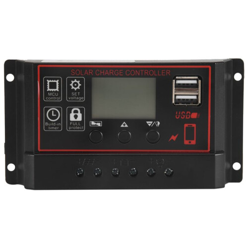 100A Solar Charge Controller Solar Panel Controller 12V 24V LCD Display Solar Panel Battery Regulator with USB Port