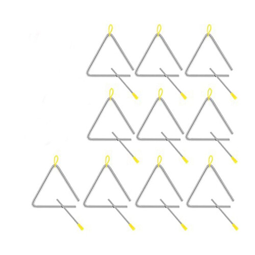 Instrumento de PercussãO de Triângulo de AçO Musical de 10 PeçAs, Triângulo de PercussãO de MãO Triangular para CriançAs Adultas (6 Polegadas)