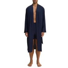 Herren-Satinbademantel mit Shorts, Seidiger Bademantel, Leichte und Weiche Nachtwäsche mit Gürtel Dunkelblau XL