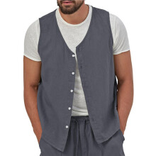 Vintage Herren Leichtgewicht Weste Lässiges Klassisches Design Tops Business Anzug Weste Grau XL
