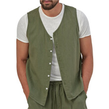 Vintage Herren Leichtgewicht Weste Lässiges Klassisches Design Tops Business Anzug Weste Armeegrün L