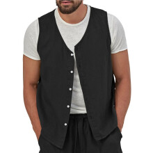 Vintage Herren Leichtgewicht Weste Lässiges Klassisches Design Tops Business Anzug Weste Schwarz M