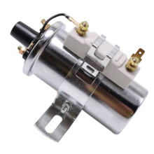 Chrome 12V Electronic Round Oil Filled Female Round Canister Ignition Coil Resistor 0.6 Ohms 40000V PCE382.1016 PC2045C