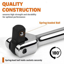 3-Piece Breaker Bar Set with 180 Rotatable , 6"-15" Lengths, Premium Chrome Alloy