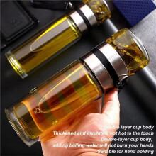 Glass Tea Infuser Bottle Double Wall Leakproof Travel Mug Portable Water Separation Tea Filter Cup for Outdoor Use