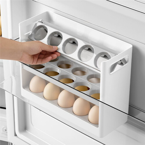 Foldable Egg Storage Box for Refrigerator Side Door - 30 Egg Dispenser Organizer 2