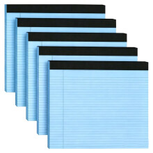 5 Pack Brede Juridische Notitieblokken 11" X 9.5" Juridische Notitieblokken Gekleurde Brede Regel Notitieboek Perforated Schrijfpapier Blauw