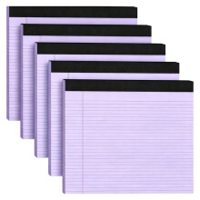5 Pack Wide Legal Pads 11" X 9.5" Legal Pads Colored Wide Ruled Notepad Perforated Writing Paper P