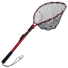 Telescoping Metal Lock Fishing Net with Handle Red Green 64" 52" Rubber Fish Net