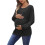 Women Maternity Solid Vertical Rib Patchwork Crew Neck Lantern Long Sleeve Oversized Pregnancy Top Black 4XL 1
