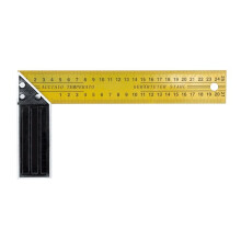 Esquadro fixo - VOREL - 300 mm - Amarelo laqueado - Base de alumínio e braço de chapa de aço - Escala milimétrica 45