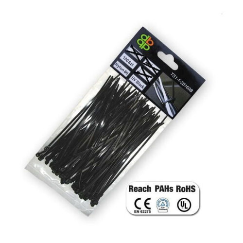 Nastro plastico - BRADAS - 4,6 x 160 mm - Nero - 100 pezzi - Plastica