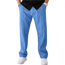 Men'S Drawstring Waist Seamed Straight Leg Casual Pants Light XL