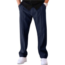 Men'S Drawstring Waist Seamed Straight Leg Casual Pants Navy XXL