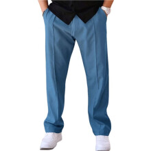 Men'S Drawstring Waist Seamed Straight Leg Casual Pants Denim S