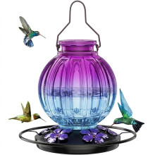 Glass Feeder for Outdoors Hanging Bird Water Feeder with Perch