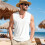 Men'S V Neck Sleeveless Solid Casual Tank Top White S 5