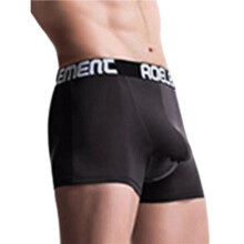 Heren Gescheiden Compartiment Ademende Brede Tailleband Ondergoed Trunks Zwart (Omlaag) S