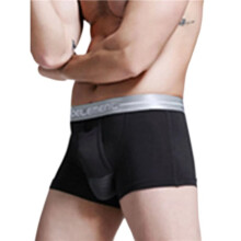 Heren Gescheiden Compartiment Ademende Brede Tailleband Ondergoed Trunks Zwart (Omhoog) S