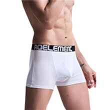 Heren Gescheiden Compartiment Ademende Brede Tailleband Ondergoed Trunks Wit (Omlaag) S