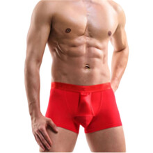 Heren Gescheiden Compartiment Ademende Brede Tailleband Ondergoed Trunks Rood (Omhoog) XL