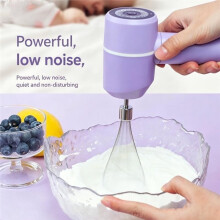 Batteur à Œufs Électrique Rechargeable Fouet à Crème en Acier Inoxydable Résistant à la Rouille Anti-Chute Frother à Lait B