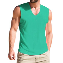 Men'S V Neck Sleeveless Solid Casual Tank Top Light Green M